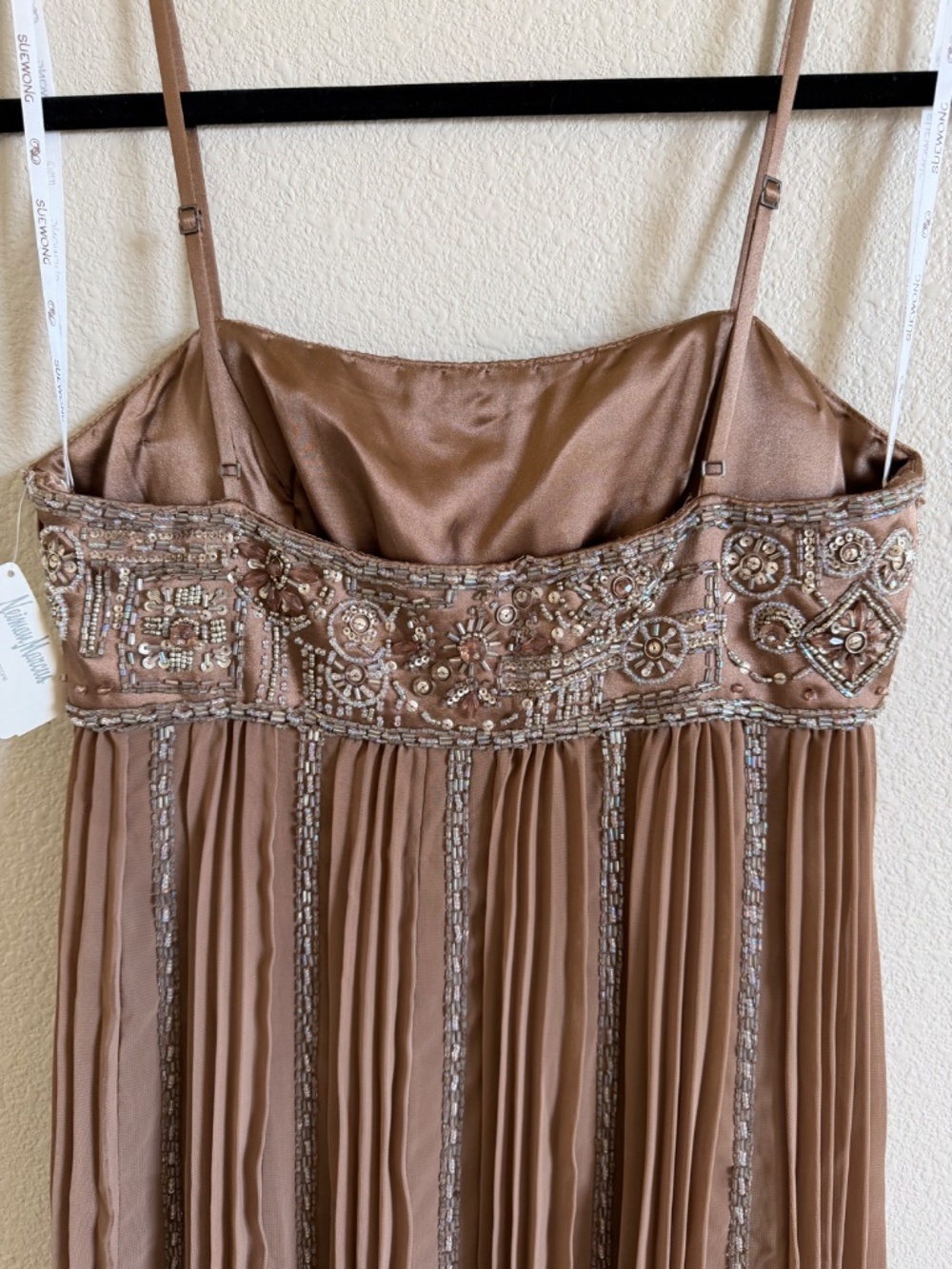 Sue Wong Nocturne Beaded Empire Pleated Bubble Hem Cocktail Dress 2 NWT / Flaw* - Picture 7 of 9